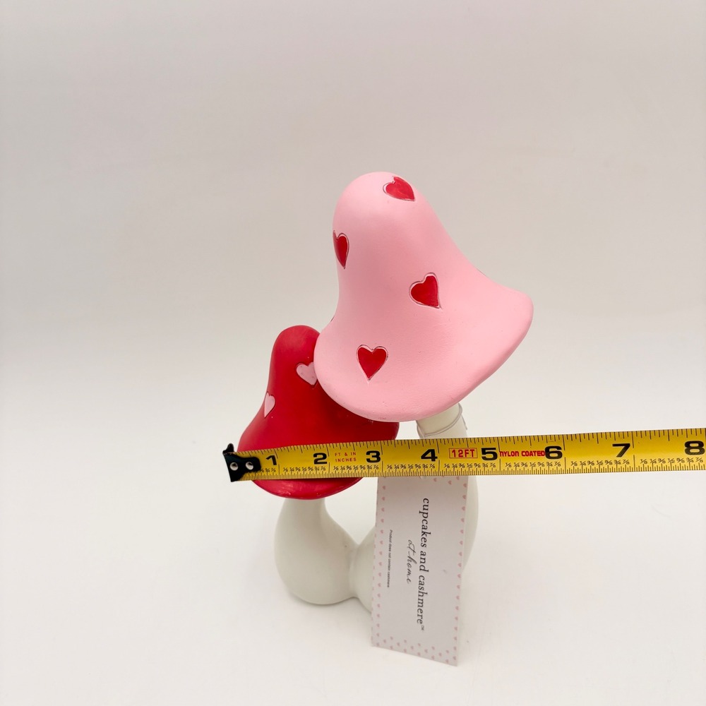 Cupcakes and Cashmere Pink Red Heart Valentine Mushroom Decor Figurine - Picture 7 of 7